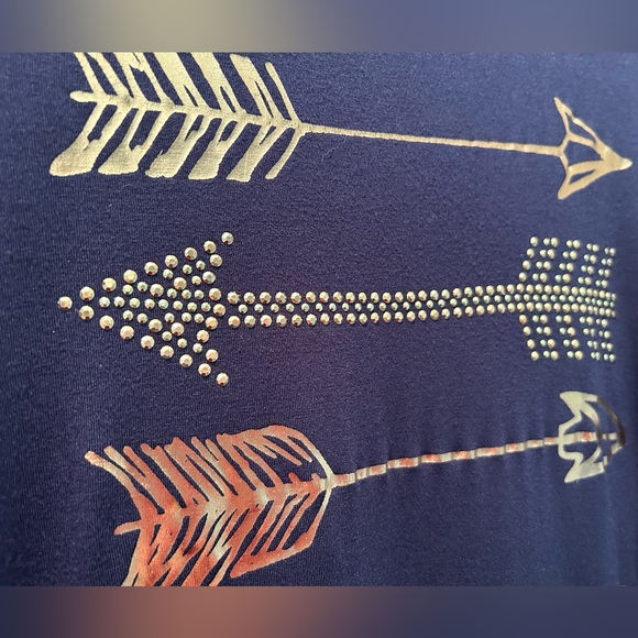 Navy tunic dress with rose gold arrows - Like New - Picture 3 of 3